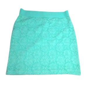 AEROPOSTALE Green Stretch Floral Lace Mini